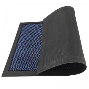 Blue Dirt Trapper Door Barrier Mat with Rubber Backing for Indoor Outdoor